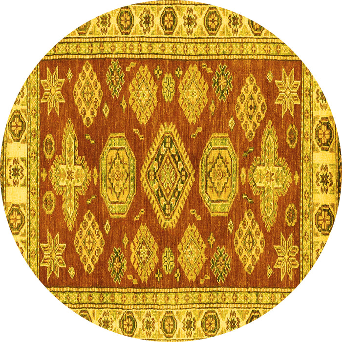Round Abstract Yellow Modern Rug, abs3838yw