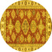 Round Abstract Yellow Modern Rug, abs3838yw