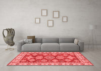 Machine Washable Abstract Red Modern Rug, wshabs3838red