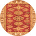 Round Abstract Orange Modern Rug, abs3838org