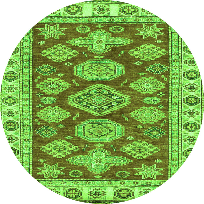 Round Machine Washable Abstract Green Modern Area Rugs, wshabs3838grn