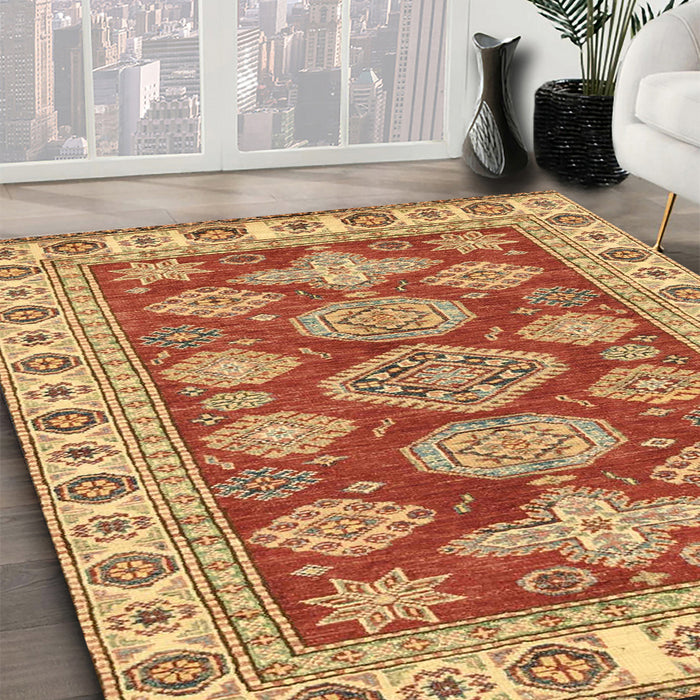 Abstract Red Modern Rug in Family Room, abs3838