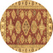 Round Abstract Brown Modern Rug, abs3838brn