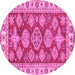 Round Abstract Pink Modern Rug, abs3838pnk