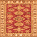 Square Machine Washable Abstract Orange Modern Area Rugs, wshabs3838org