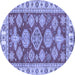 Round Machine Washable Abstract Blue Modern Rug, wshabs3838blu