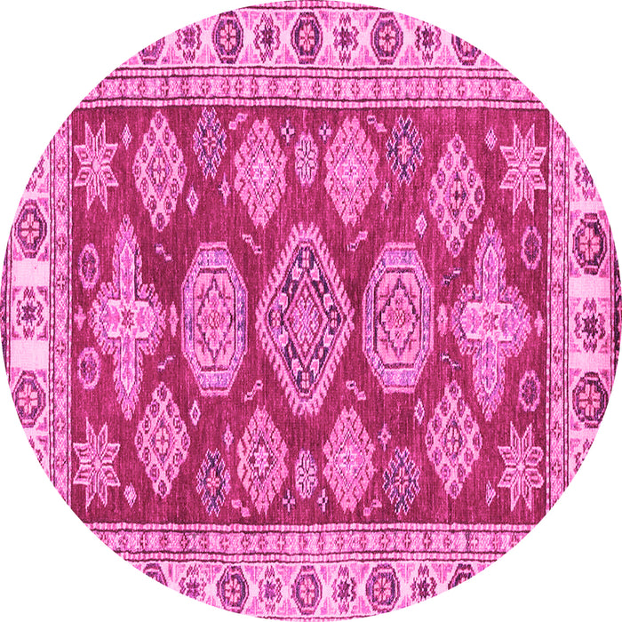 Round Machine Washable Abstract Pink Modern Rug, wshabs3838pnk