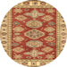 Round Abstract Red Modern Rug, abs3838