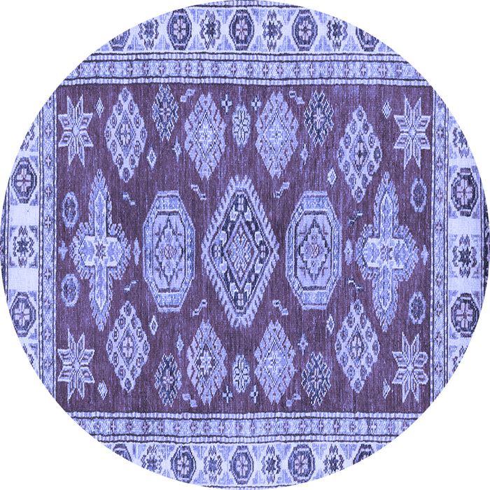Round Abstract Blue Modern Rug, abs3838blu