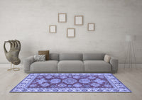 Machine Washable Abstract Blue Modern Rug, wshabs3838blu