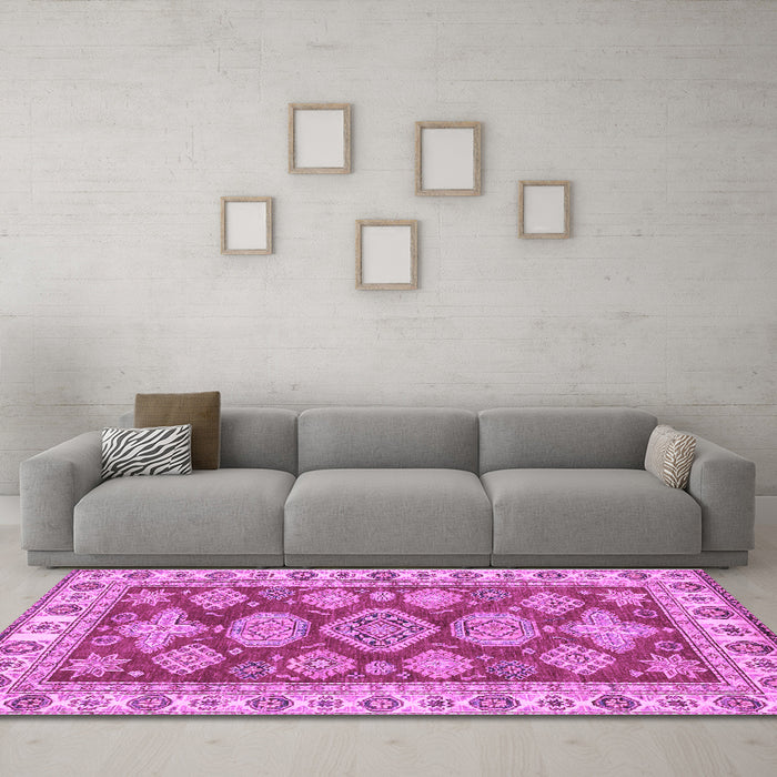 Machine Washable Abstract Purple Modern Area Rugs in a Living Room, wshabs3838pur