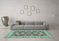 Machine Washable Abstract Light Blue Modern Rug, wshabs3838lblu