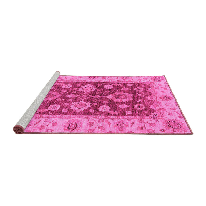 Sideview of Machine Washable Oriental Pink Traditional Rug, wshabs3839pnk