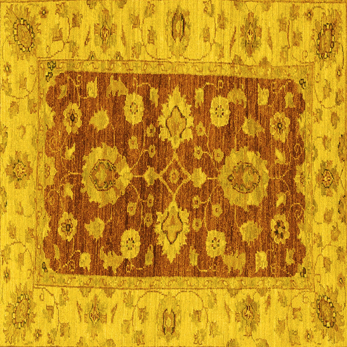 Square Machine Washable Oriental Yellow Traditional Rug, wshabs3839yw