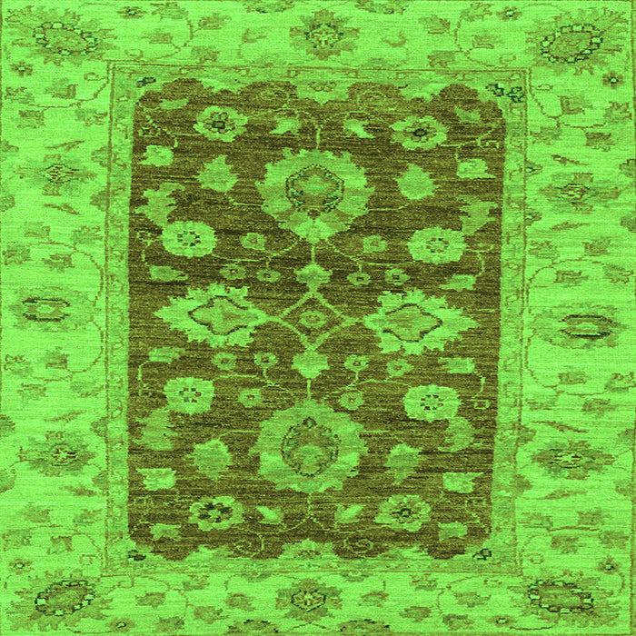 Square Oriental Green Traditional Rug, abs3839grn