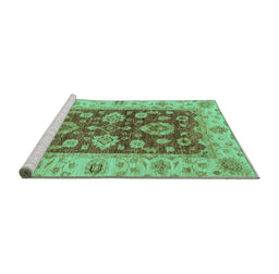Sideview of Machine Washable Oriental Turquoise Traditional Area Rugs, wshabs3839turq