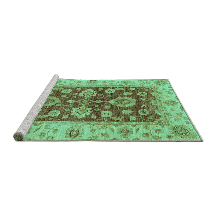 Sideview of Machine Washable Oriental Turquoise Traditional Area Rugs, wshabs3839turq