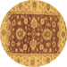 Round Oriental Brown Traditional Rug, abs3839brn