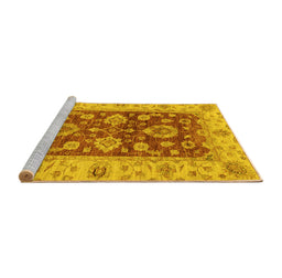 Sideview of Machine Washable Oriental Yellow Traditional Rug, wshabs3839yw