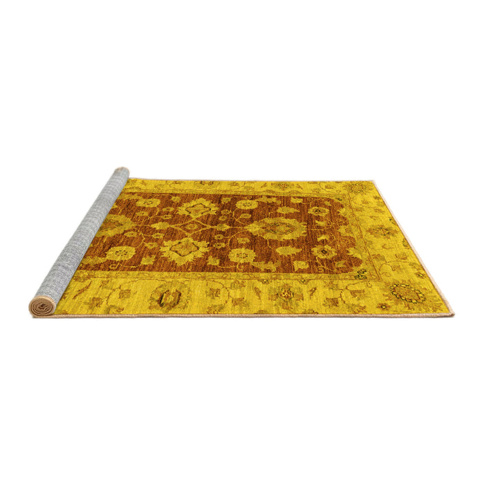 Sideview of Machine Washable Oriental Yellow Traditional Rug, wshabs3839yw