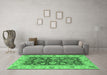 Machine Washable Oriental Emerald Green Traditional Area Rugs in a Living Room,, wshabs3839emgrn