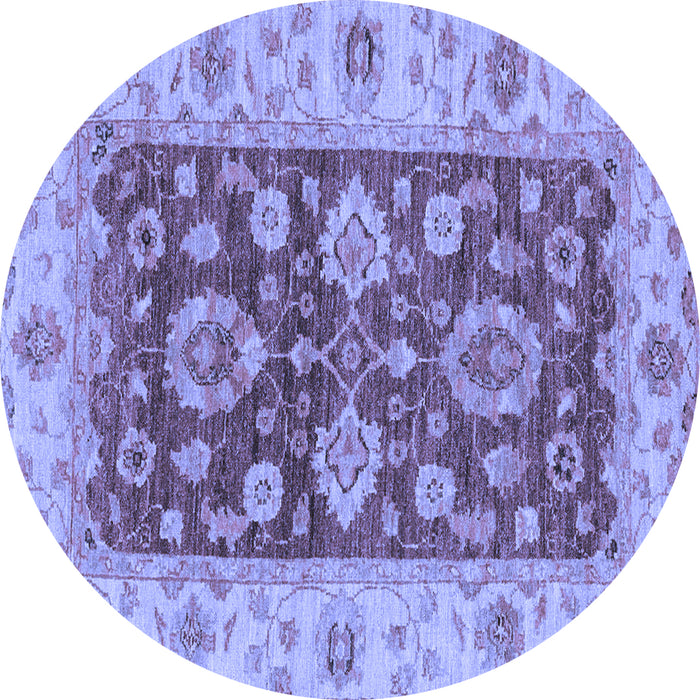 Round Oriental Blue Traditional Rug, abs3839blu