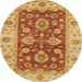 Round Machine Washable Abstract Orange Red Rug, wshabs3839