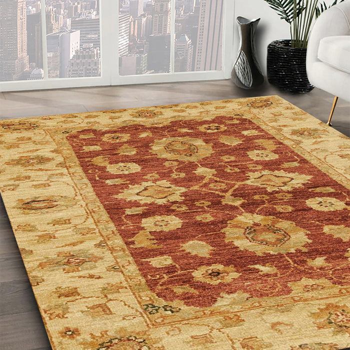 Machine Washable Abstract Orange Red Rug in a Family Room, wshabs3839