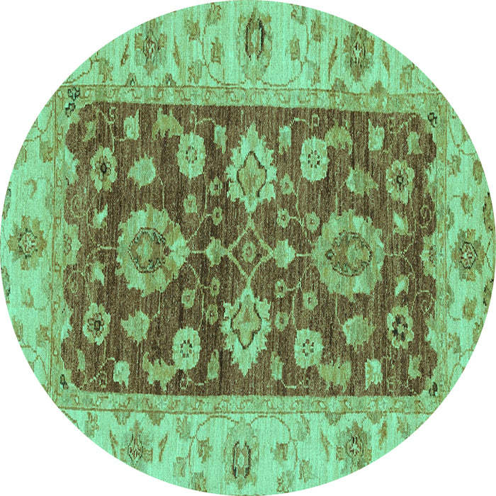 Round Oriental Turquoise Traditional Rug, abs3839turq