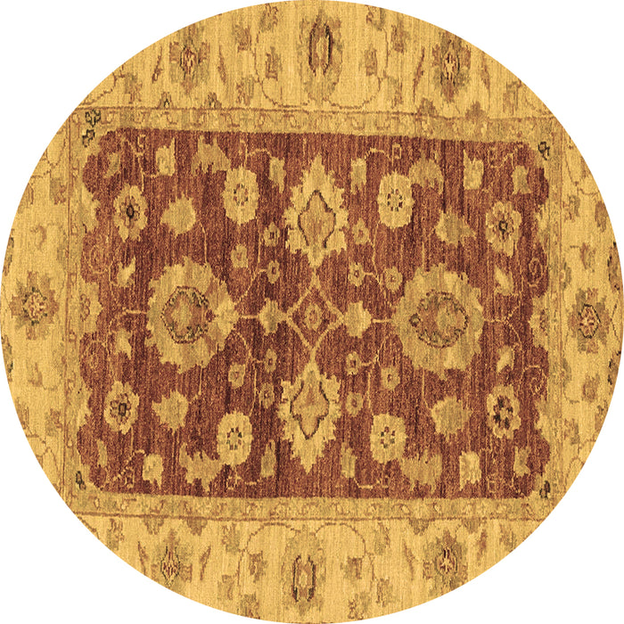 Round Machine Washable Oriental Brown Traditional Rug, wshabs3839brn