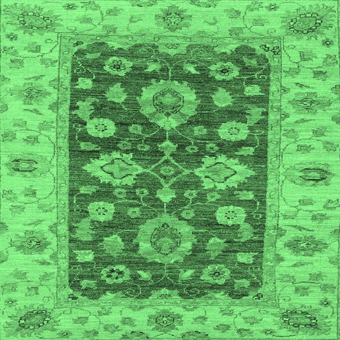 Square Machine Washable Oriental Emerald Green Traditional Area Rugs, wshabs3839emgrn