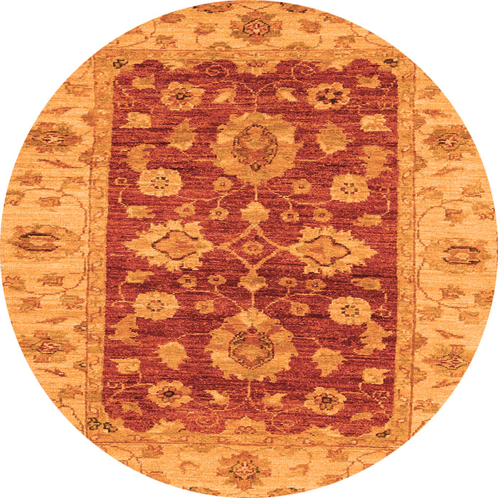 Round Oriental Orange Traditional Rug, abs3839org