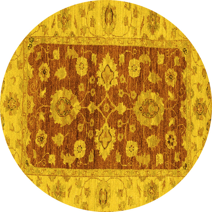 Round Oriental Yellow Traditional Rug, abs3839yw