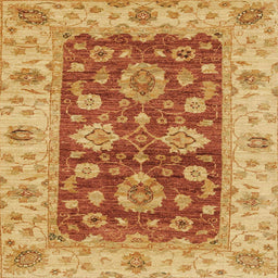 Square Abstract Orange Red Oriental Rug, abs3839