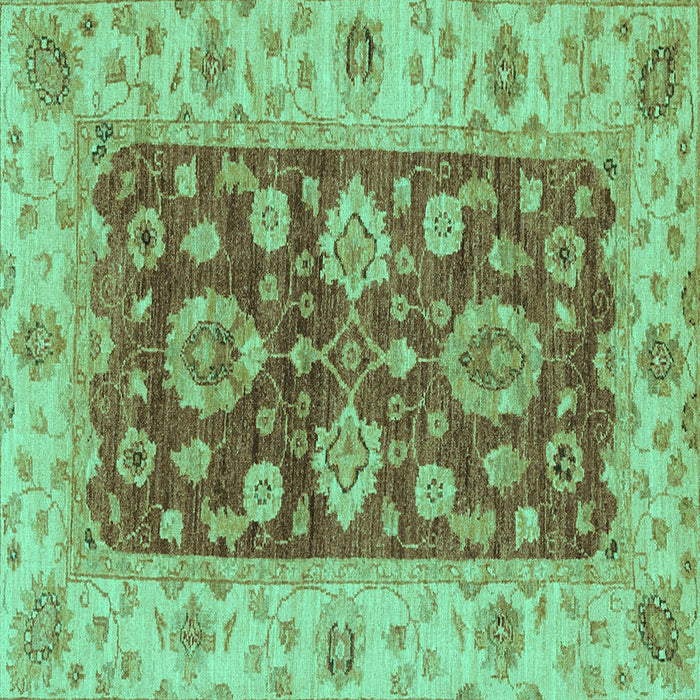 Square Machine Washable Oriental Turquoise Traditional Area Rugs, wshabs3839turq