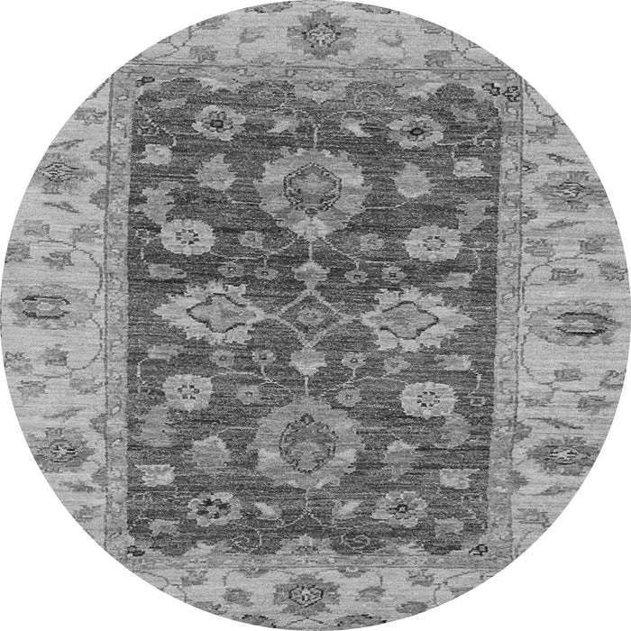 Round Machine Washable Oriental Gray Traditional Rug, wshabs3839gry