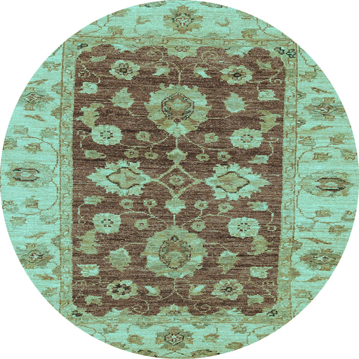 Round Oriental Light Blue Traditional Rug, abs3839lblu