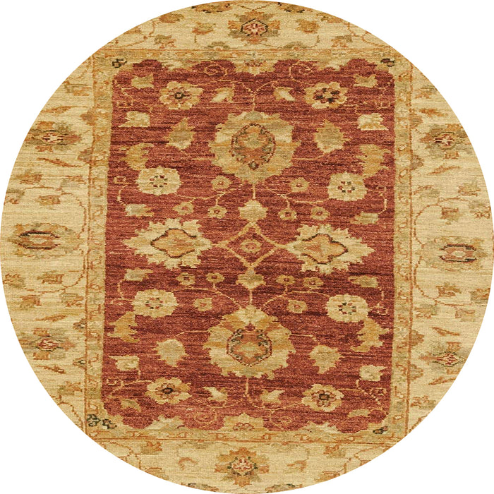 Round Abstract Orange Red Oriental Rug, abs3839