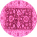 Round Oriental Pink Traditional Rug, abs3839pnk