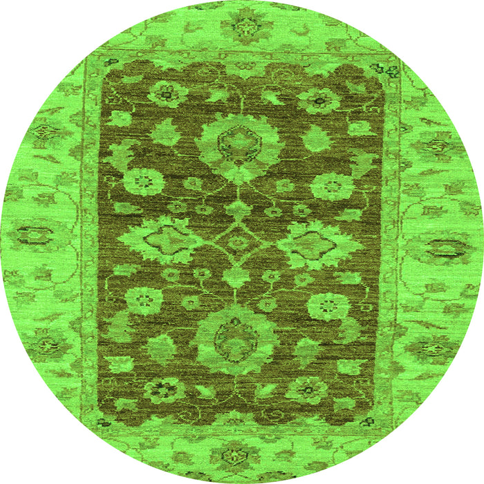 Round Oriental Green Traditional Rug, abs3839grn