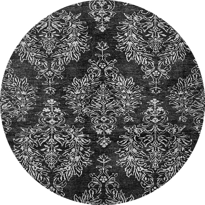 Round Abstract Gray Modern Rug, abs383gry