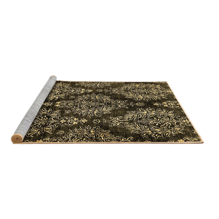 Sideview of Machine Washable Abstract Brown Modern Rug, wshabs383brn