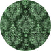 Round Abstract Emerald Green Modern Rug, abs383emgrn