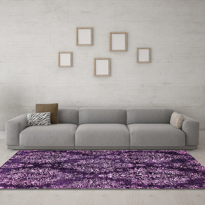 Machine Washable Abstract Purple Modern Area Rugs in a Living Room, wshabs383pur