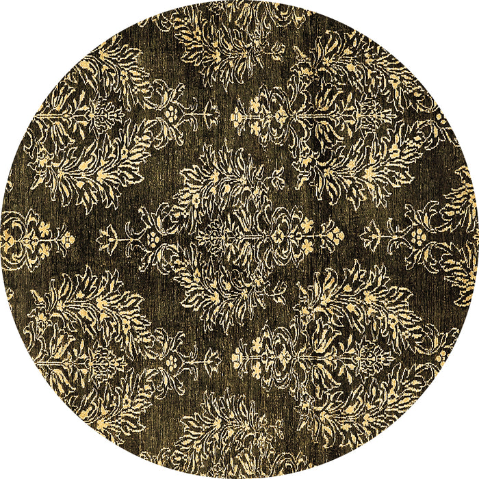 Round Machine Washable Abstract Brown Modern Rug, wshabs383brn