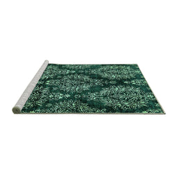 Sideview of Machine Washable Abstract Turquoise Modern Area Rugs, wshabs383turq