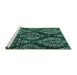 Sideview of Machine Washable Abstract Turquoise Modern Area Rugs, wshabs383turq