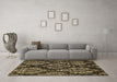 Machine Washable Abstract Brown Modern Rug in a Living Room,, wshabs383brn