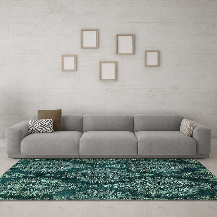 Machine Washable Abstract Light Blue Modern Rug in a Living Room, wshabs383lblu