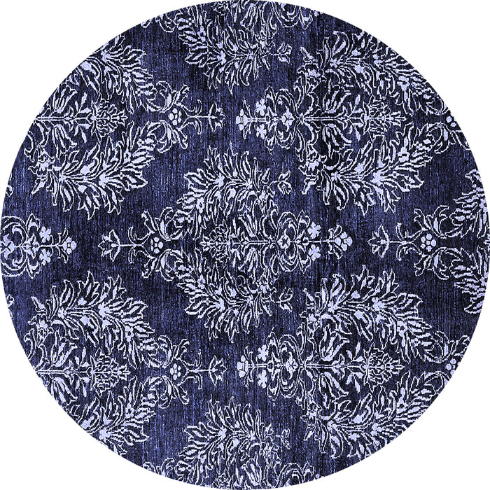 Round Machine Washable Abstract Blue Modern Rug, wshabs383blu